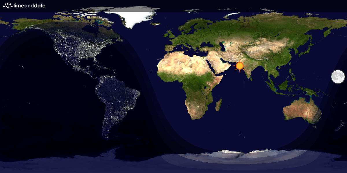 Verdenskart som viser dag og natt 