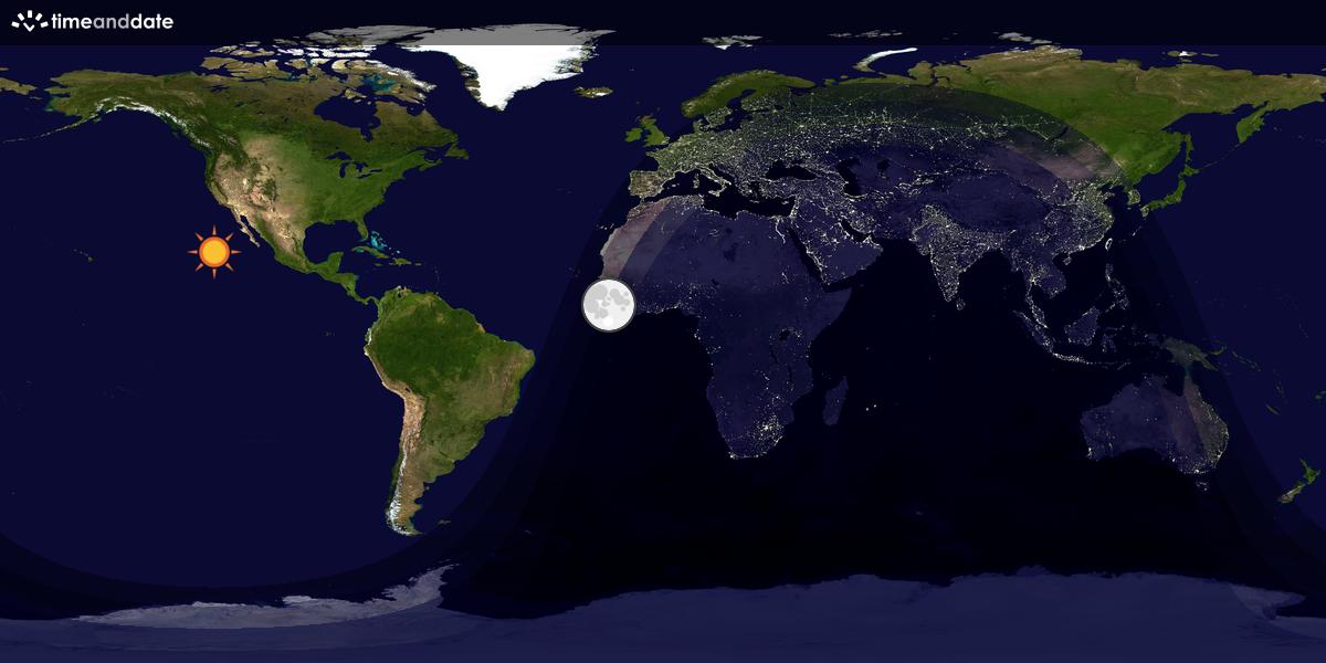 Verdenskart som viser dag og natt 