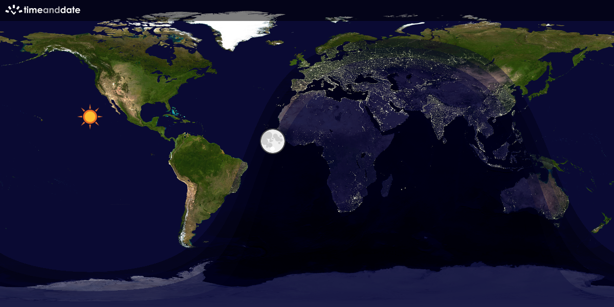 Verdenskart som viser dag og natt 