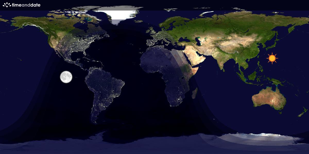 Verdenskart som viser dag og natt 