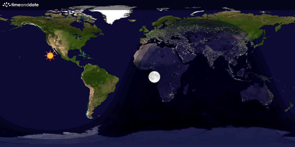 Verdenskart som viser dag og natt 