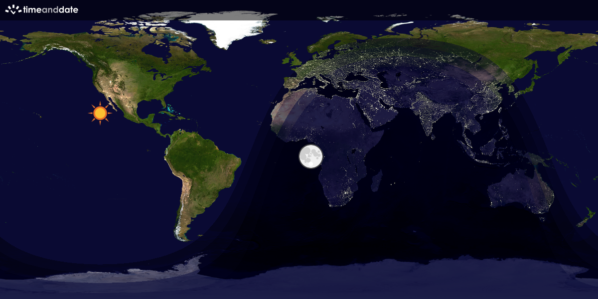 Verdenskart som viser dag og natt 