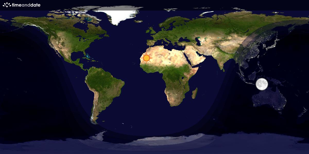 Verdenskart som viser dag og natt 