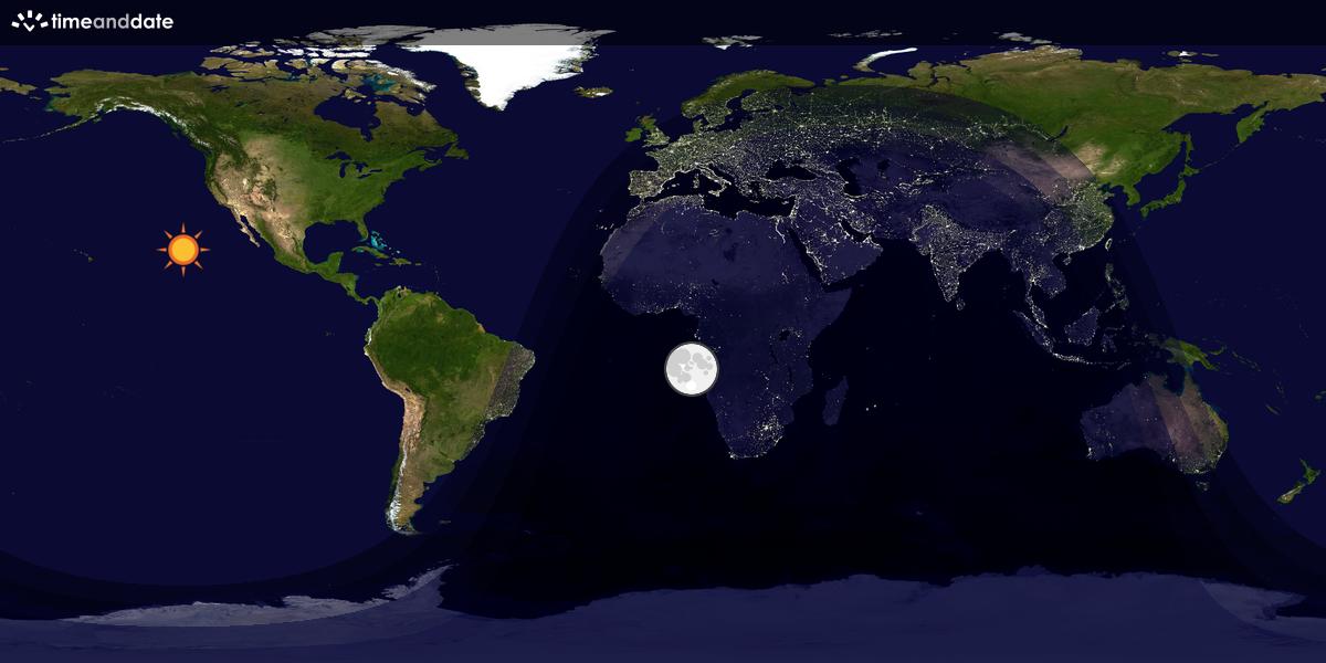 Verdenskart som viser dag og natt 