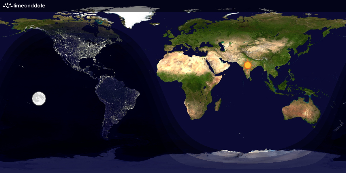 Verdenskart som viser dag og natt 