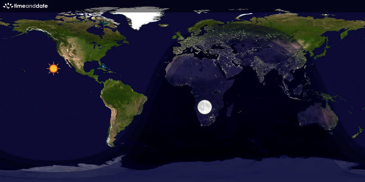 Verdenskart som viser dag og natt 