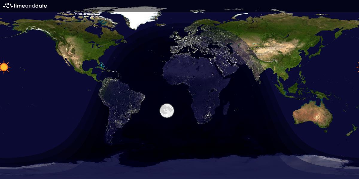 Verdenskart som viser dag og natt 