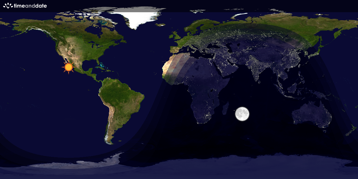 Verdenskart som viser dag og natt 