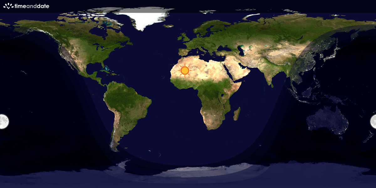 Verdenskart som viser dag og natt 