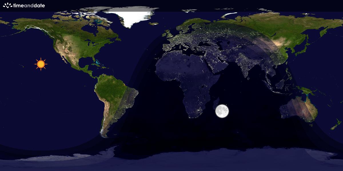 Verdenskart som viser dag og natt 