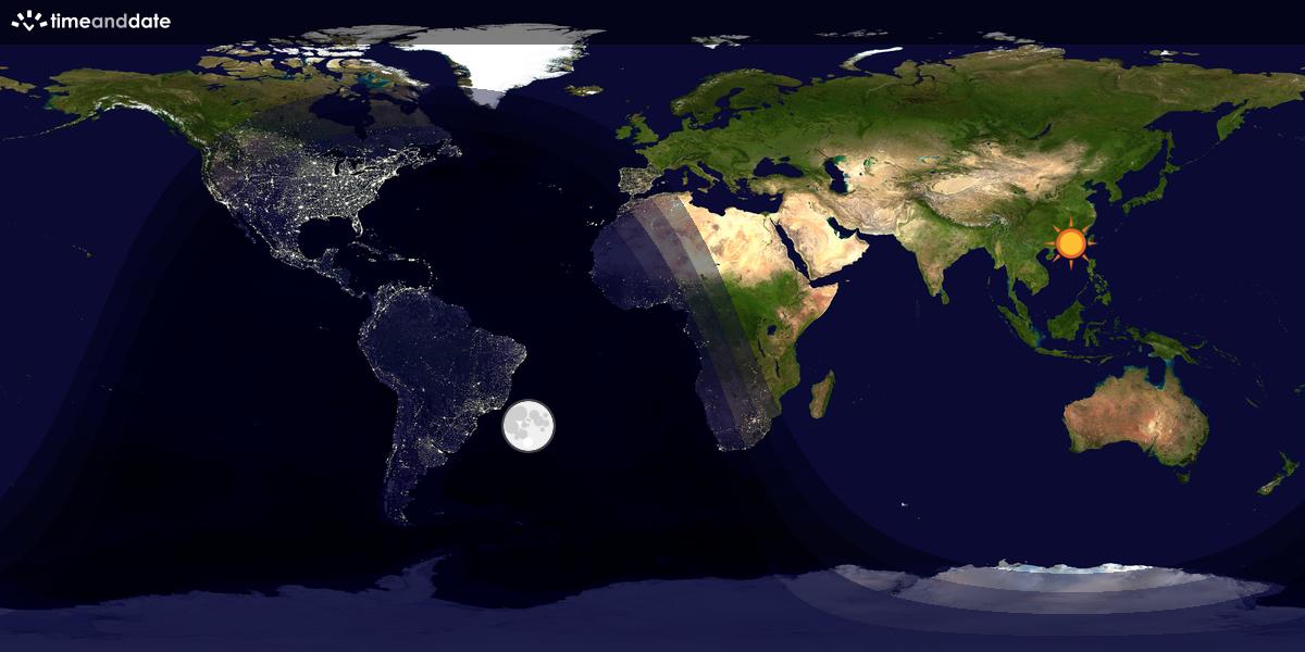 Verdenskart som viser dag og natt 