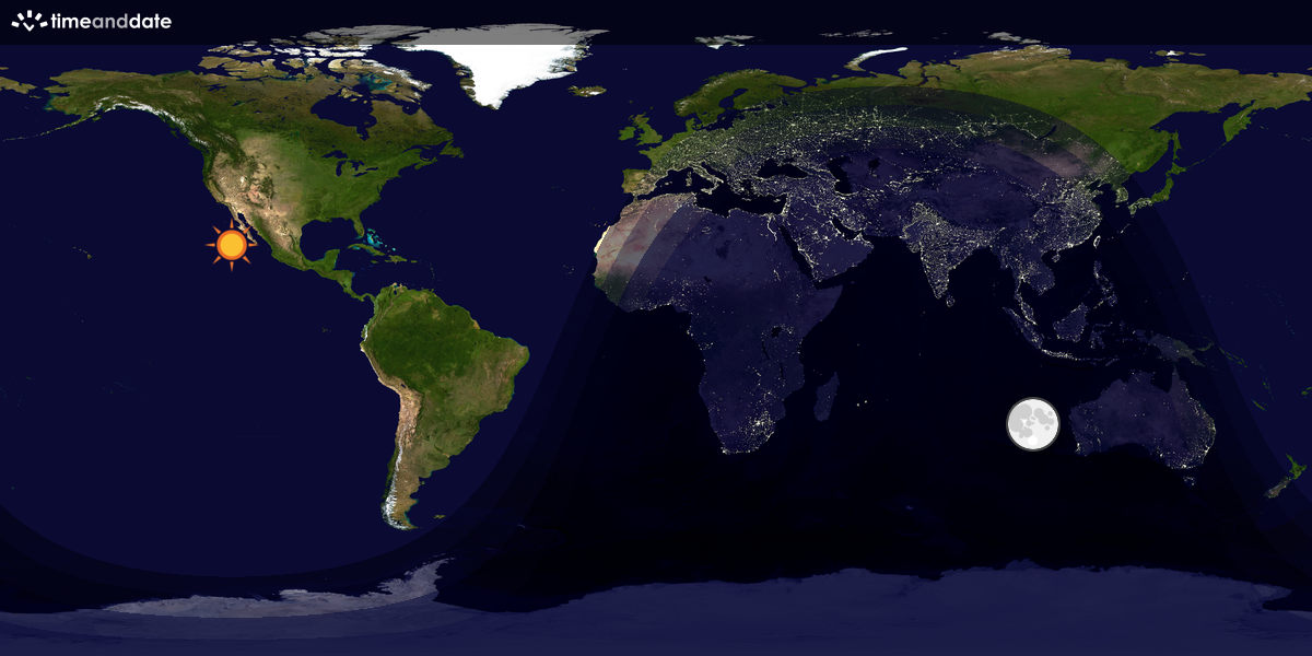 Verdenskart som viser dag og natt 