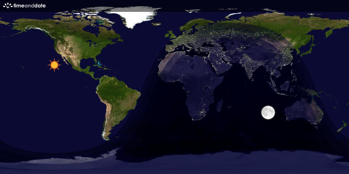 Verdenskart som viser dag og natt 