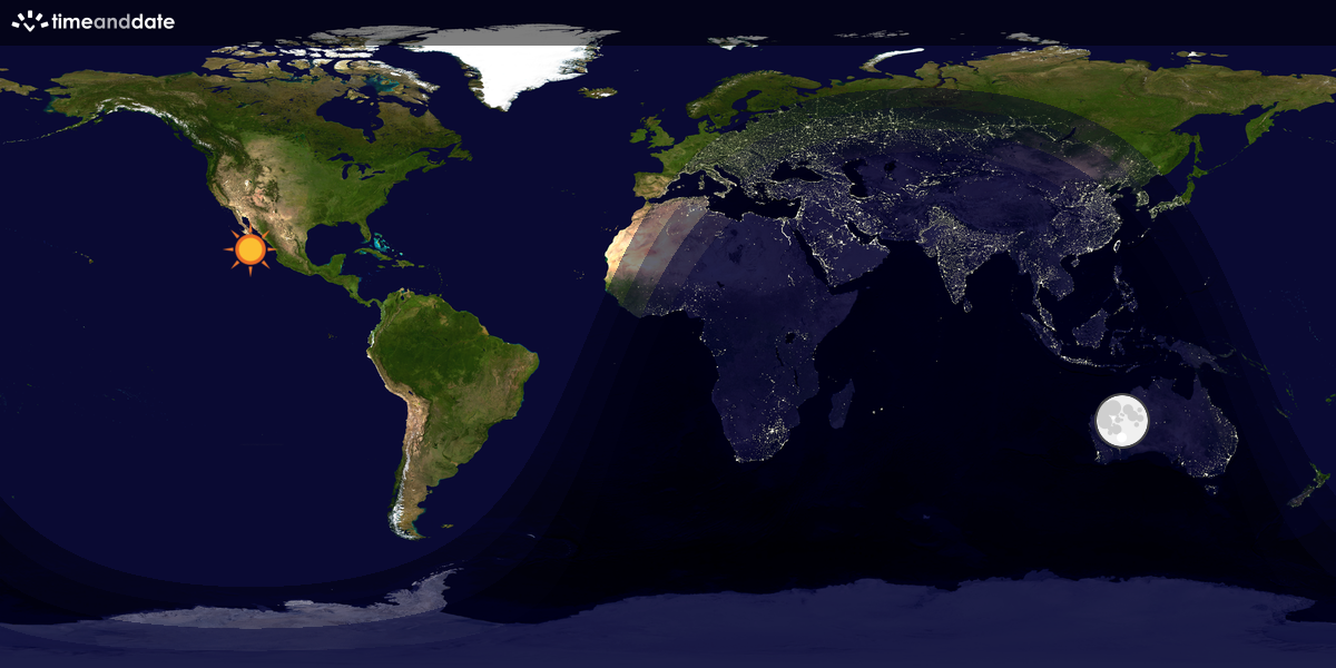 Verdenskart som viser dag og natt 