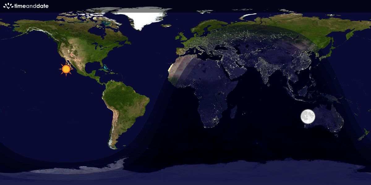 Verdenskart som viser dag og natt 