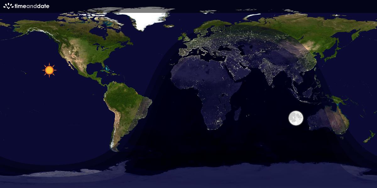 Verdenskart som viser dag og natt 