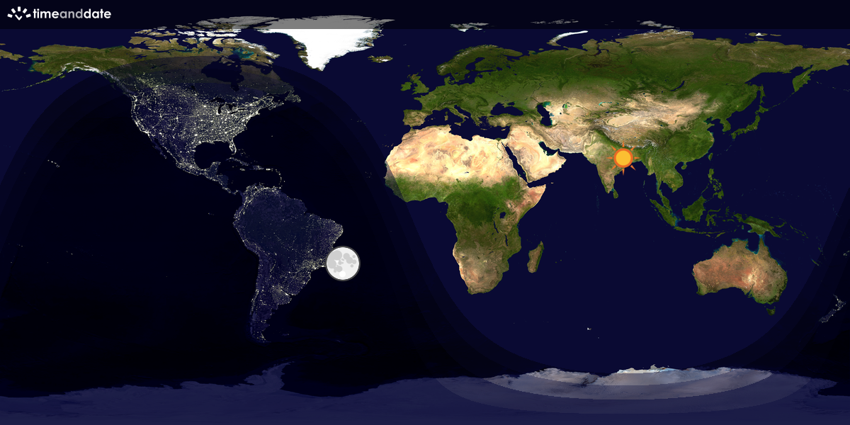 Verdenskart som viser dag og natt 