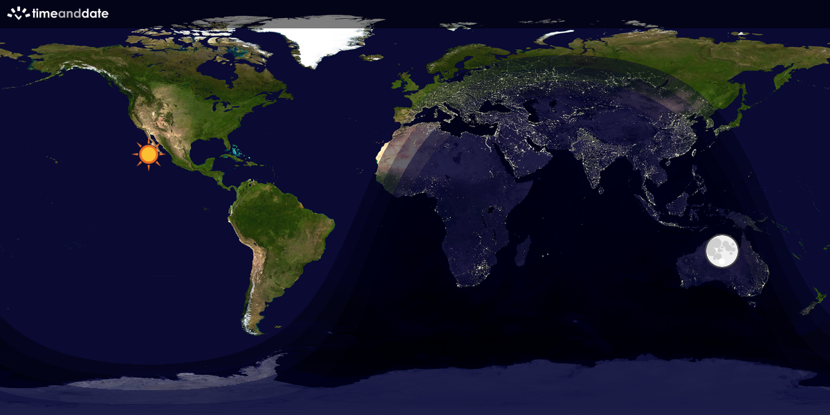 Verdenskart som viser dag og natt 