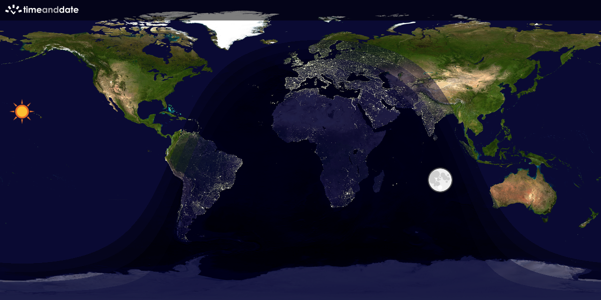 Verdenskart som viser dag og natt 