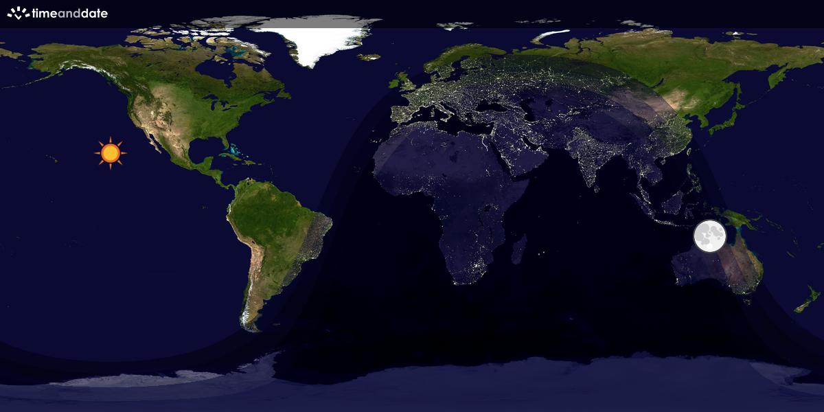 Verdenskart som viser dag og natt 