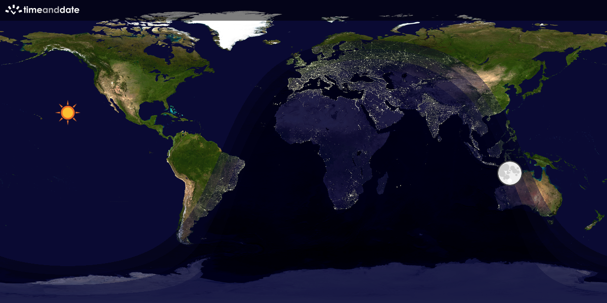 Verdenskart som viser dag og natt 