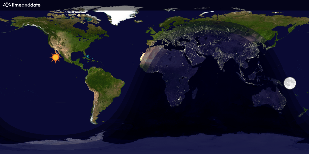 Verdenskart som viser dag og natt 