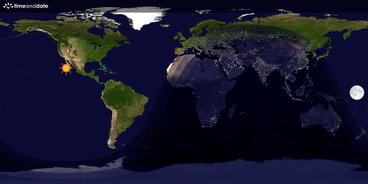 Verdenskart som viser dag og natt 