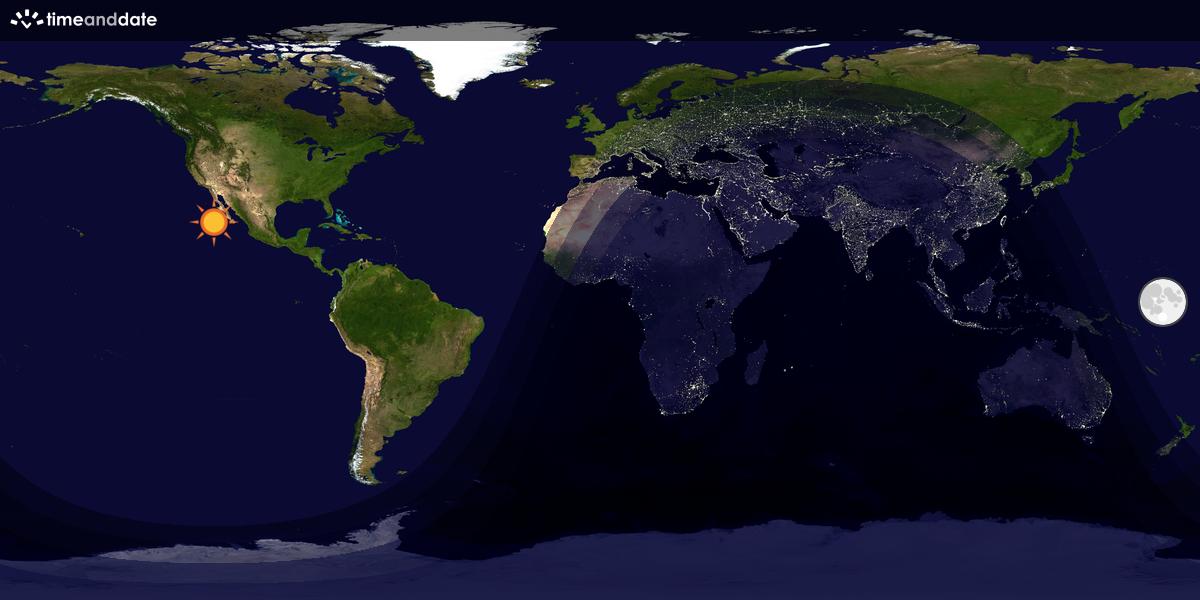 Verdenskart som viser dag og natt 