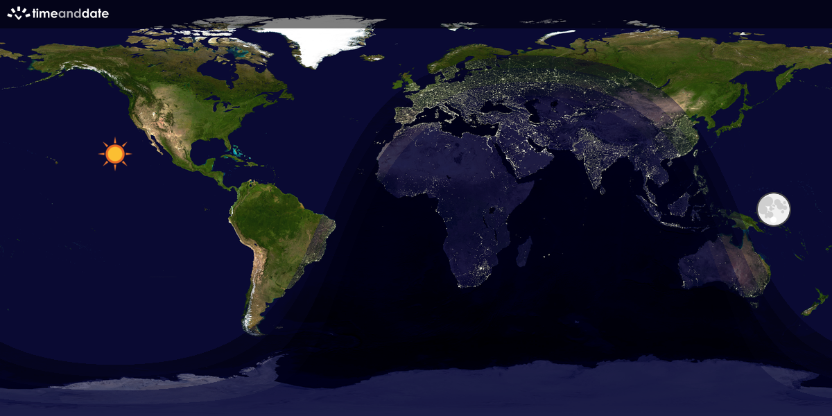 Verdenskart som viser dag og natt 