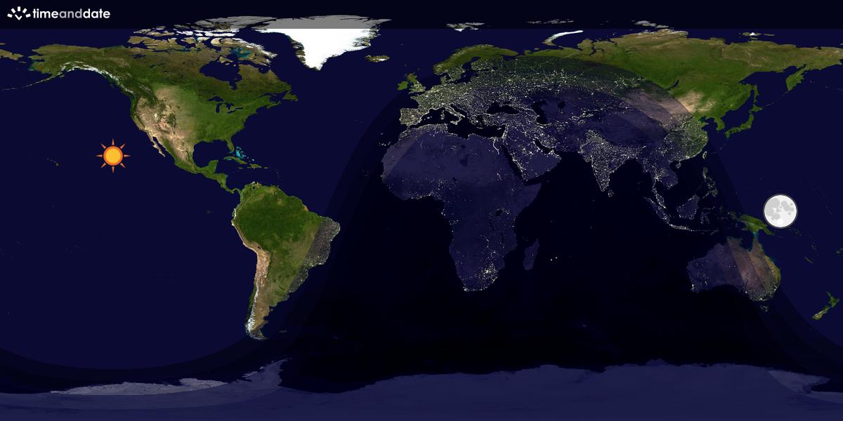 Verdenskart som viser dag og natt 