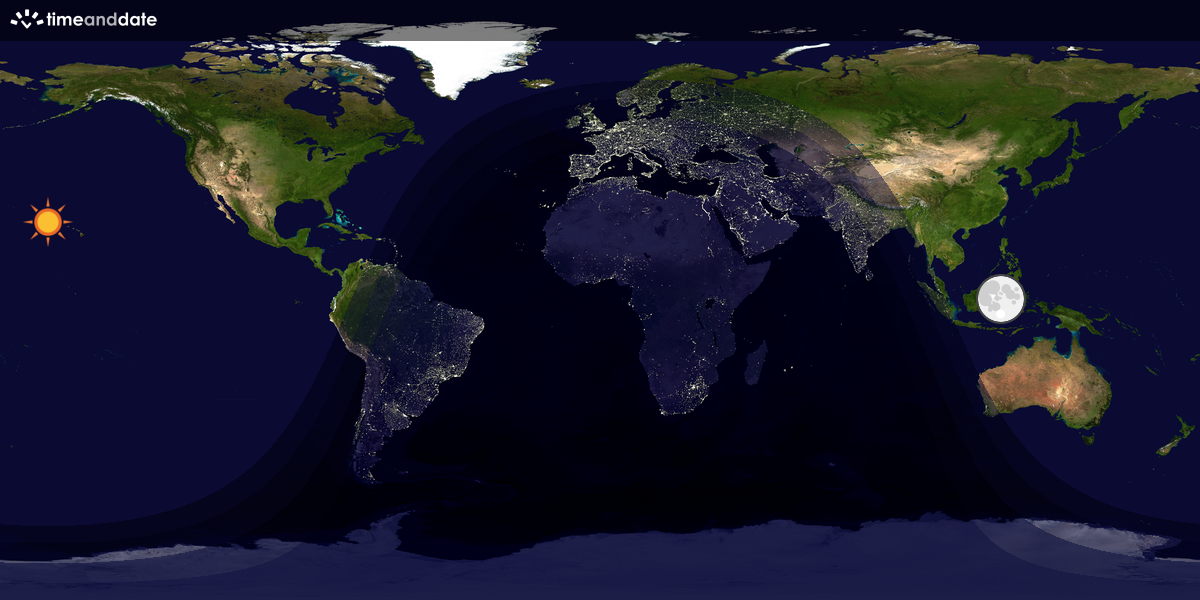 Verdenskart som viser dag og natt 