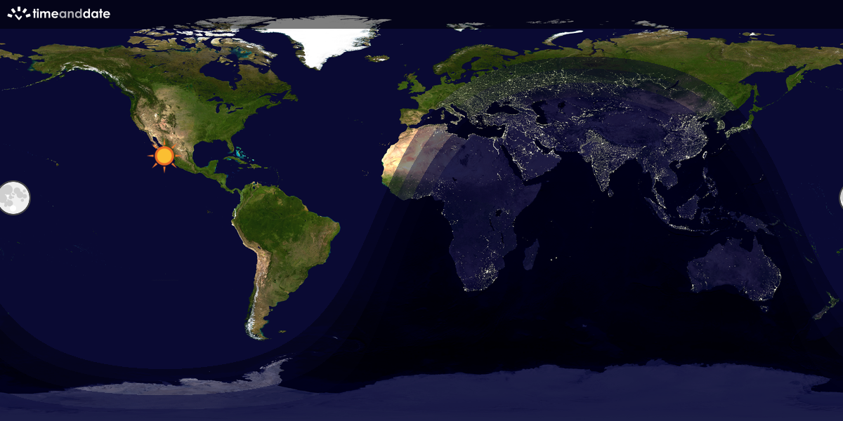 Verdenskart som viser dag og natt 