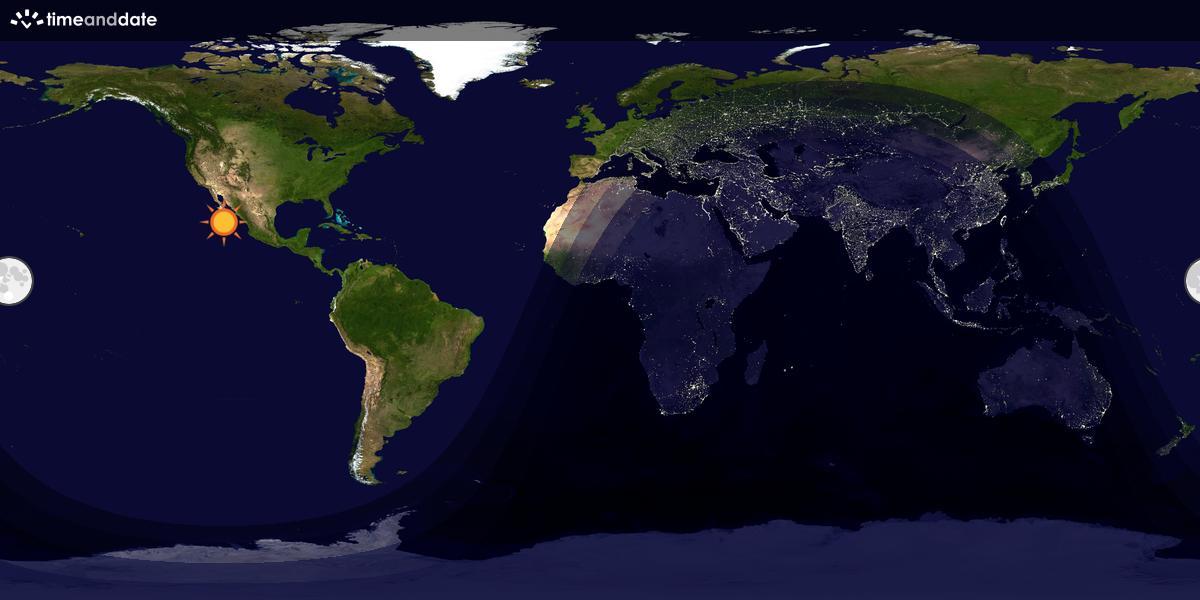 Verdenskart som viser dag og natt 