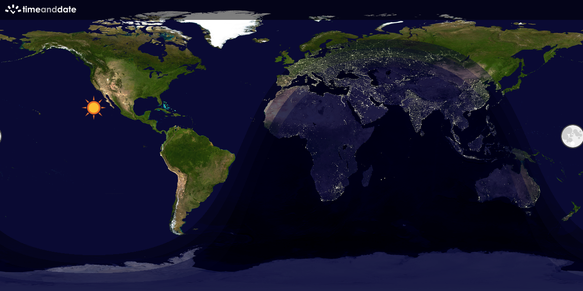Verdenskart som viser dag og natt 