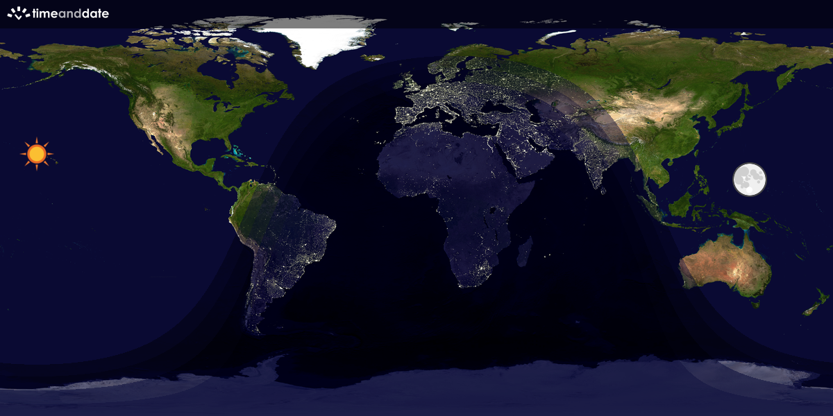Verdenskart som viser dag og natt 