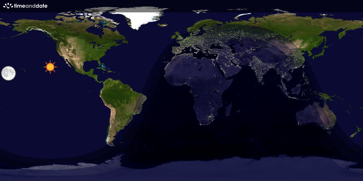 Verdenskart som viser dag og natt 