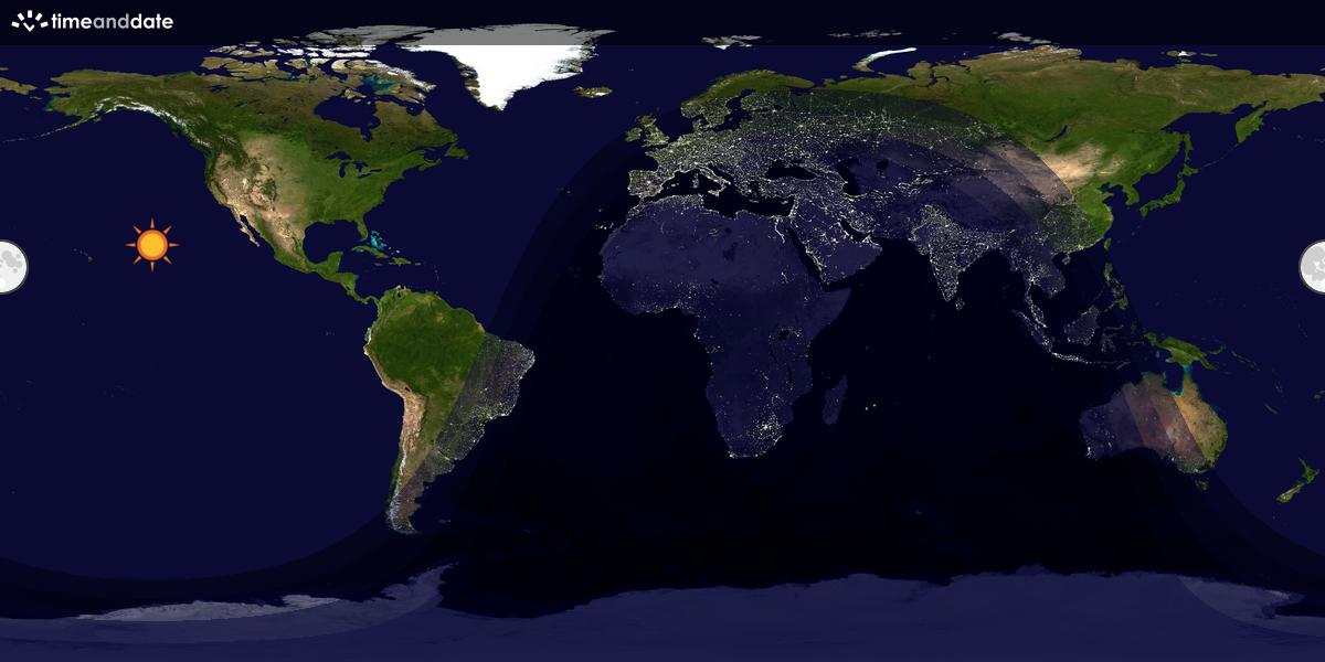 Verdenskart som viser dag og natt 