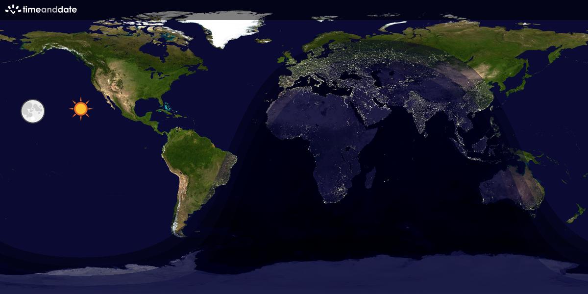 Verdenskart som viser dag og natt 