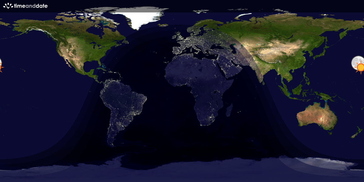 Verdenskart som viser dag og natt 