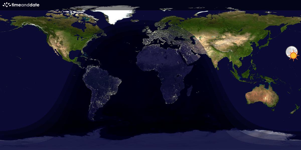 Verdenskart som viser dag og natt 