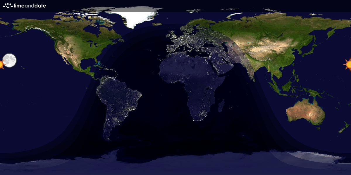 Verdenskart som viser dag og natt 