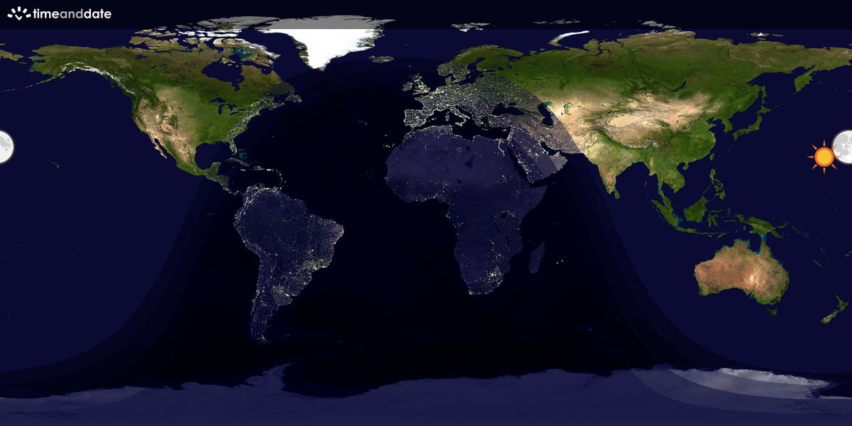 Verdenskart som viser dag og natt 