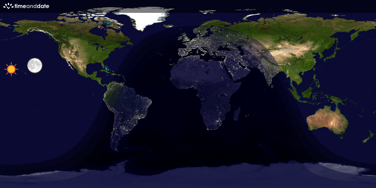 Verdenskart som viser dag og natt 