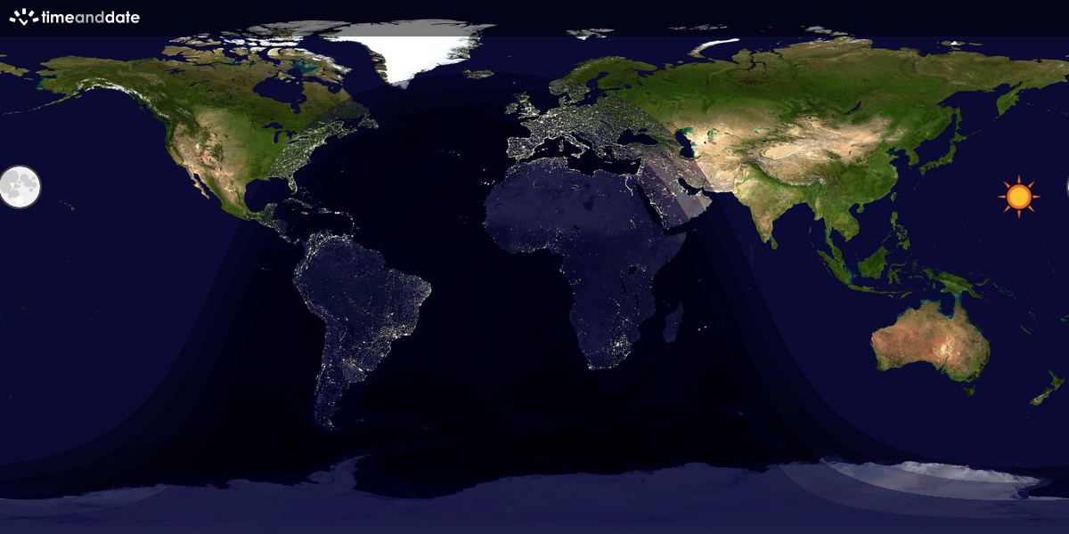 Verdenskart som viser dag og natt 