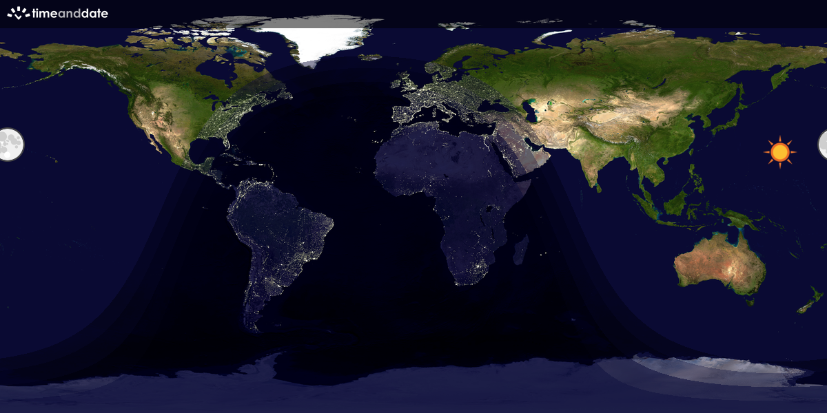 Verdenskart som viser dag og natt 