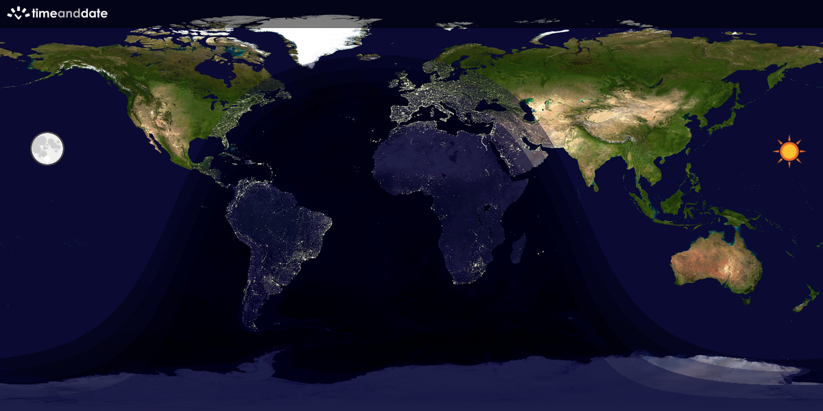 Verdenskart som viser dag og natt 