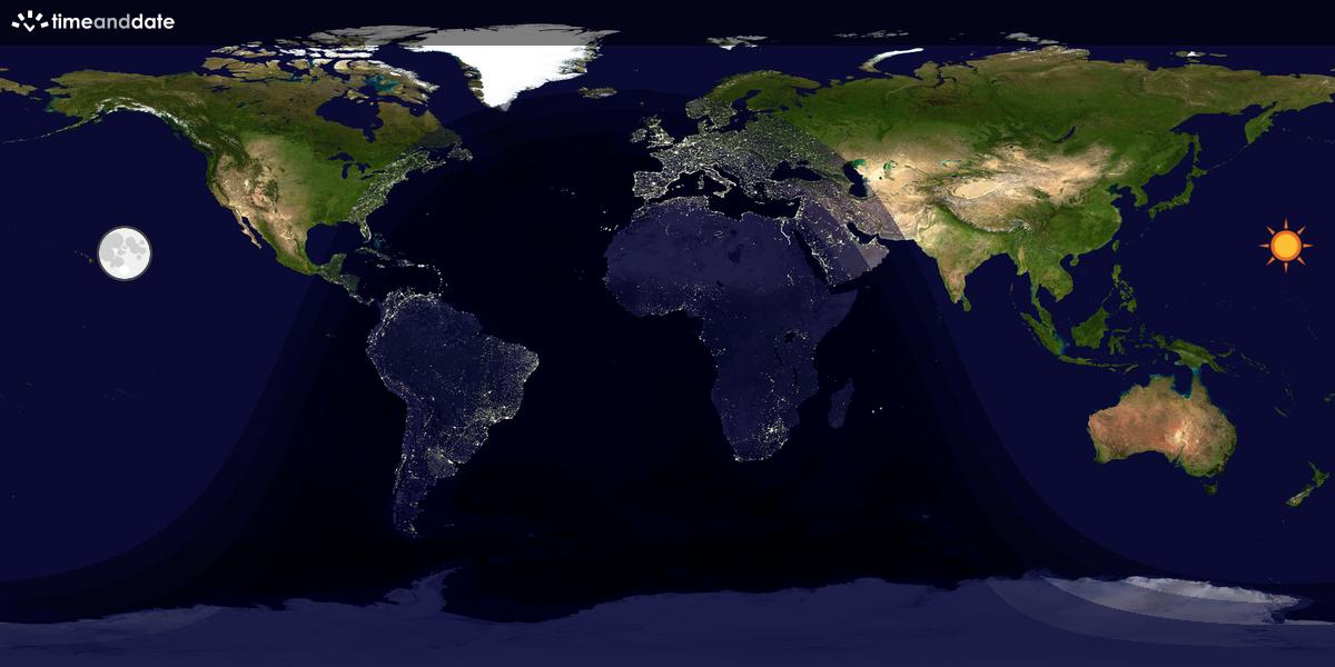 Verdenskart som viser dag og natt 