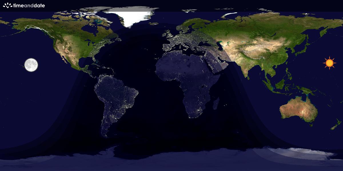 Verdenskart som viser dag og natt 