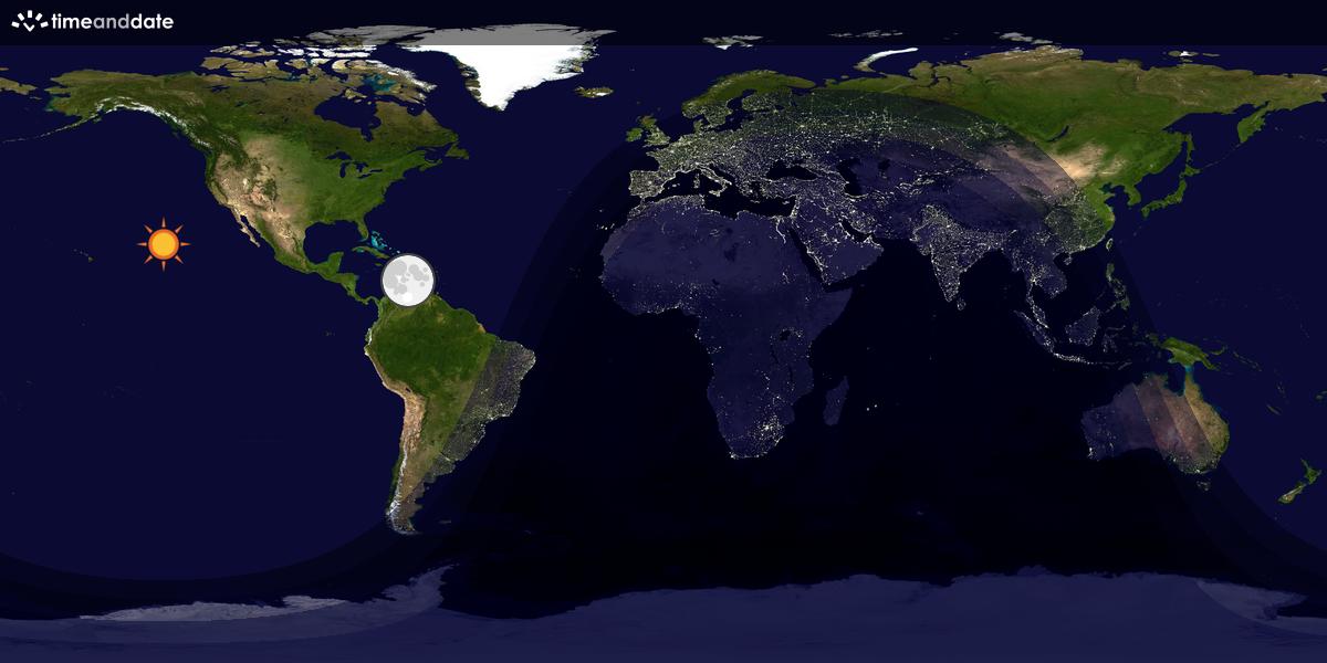 Verdenskart som viser dag og natt 