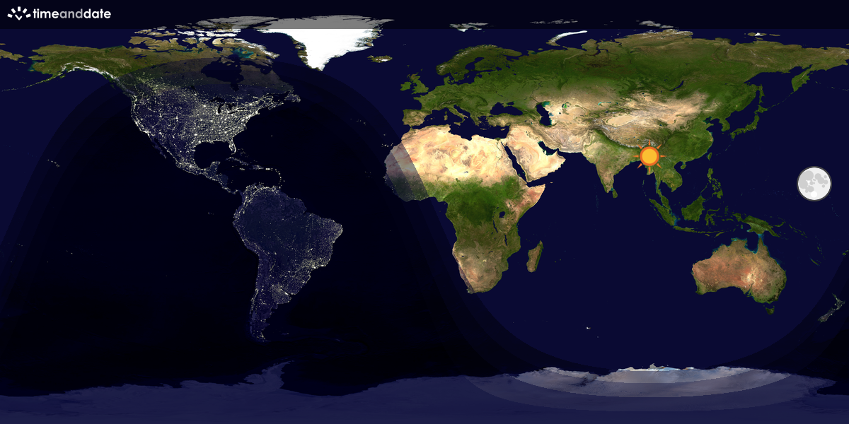 Verdenskart som viser dag og natt 